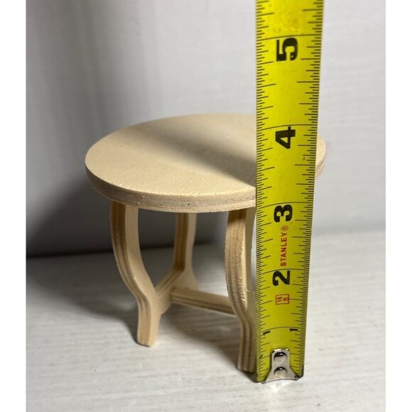 Miniature Wooden Round Table & 4 Chairs Set For Dollhouse Unfinished - Picture 10 of 12